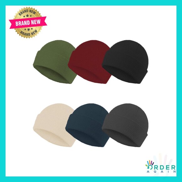 Accessories - Classic Knitted Fisherman Beanies Set Unisex Warm Winter Cuffed Hats